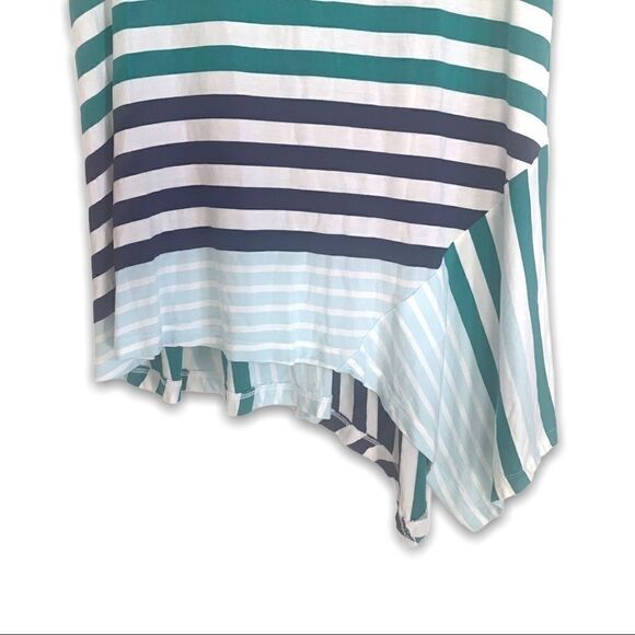 Little Yellow Button Striped Asymmetrical T-Shirt - Picture 3 of 6